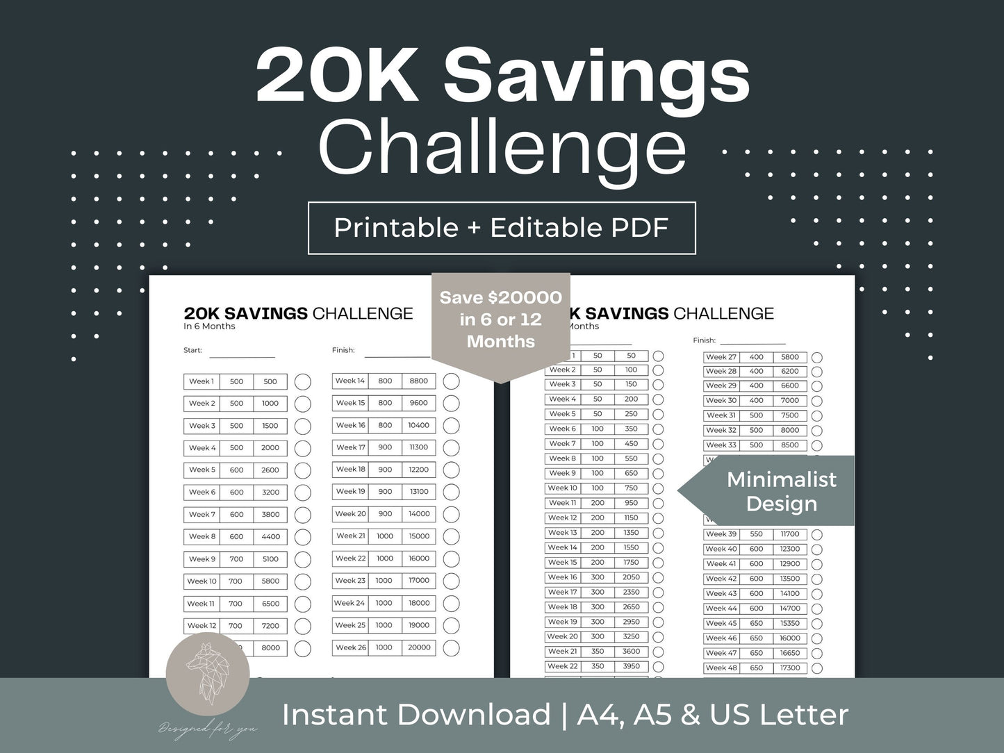 20K Savings Challenge | 26 Week Savings Challenge | Money Tracker