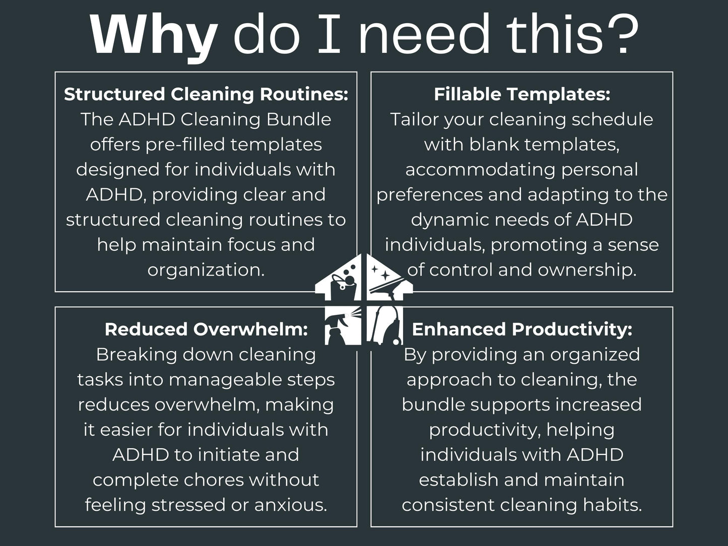 Cleaning Bundle for Individuals with ADHD | Cleaning Checklists