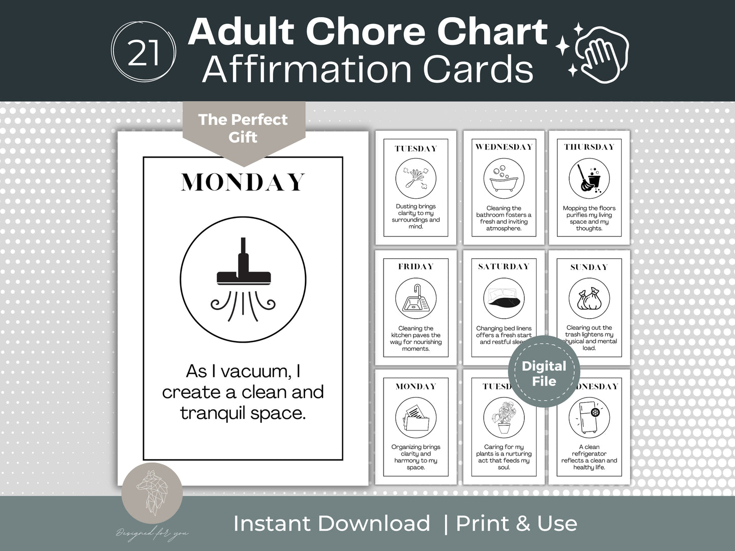 Adult Chore Chart Affirmation Cards | Positive Affirmations