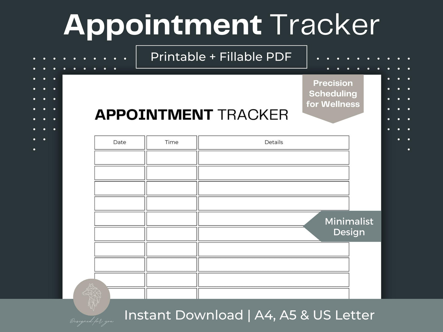 Appointment Tracker | Doctor Appointment Log | Medical Information