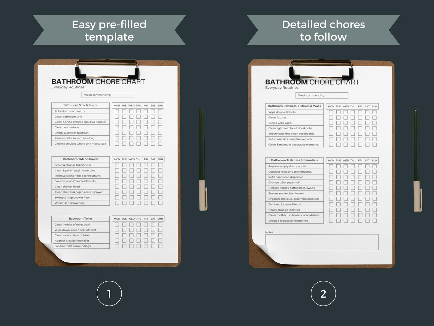 Bathroom Chore Chart | Printable Adult Chore Chart | ADHD Cleaning