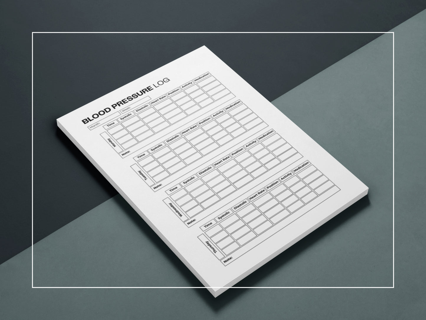 Blood Pressure Log | Blood Sugar Log | Health Tracker