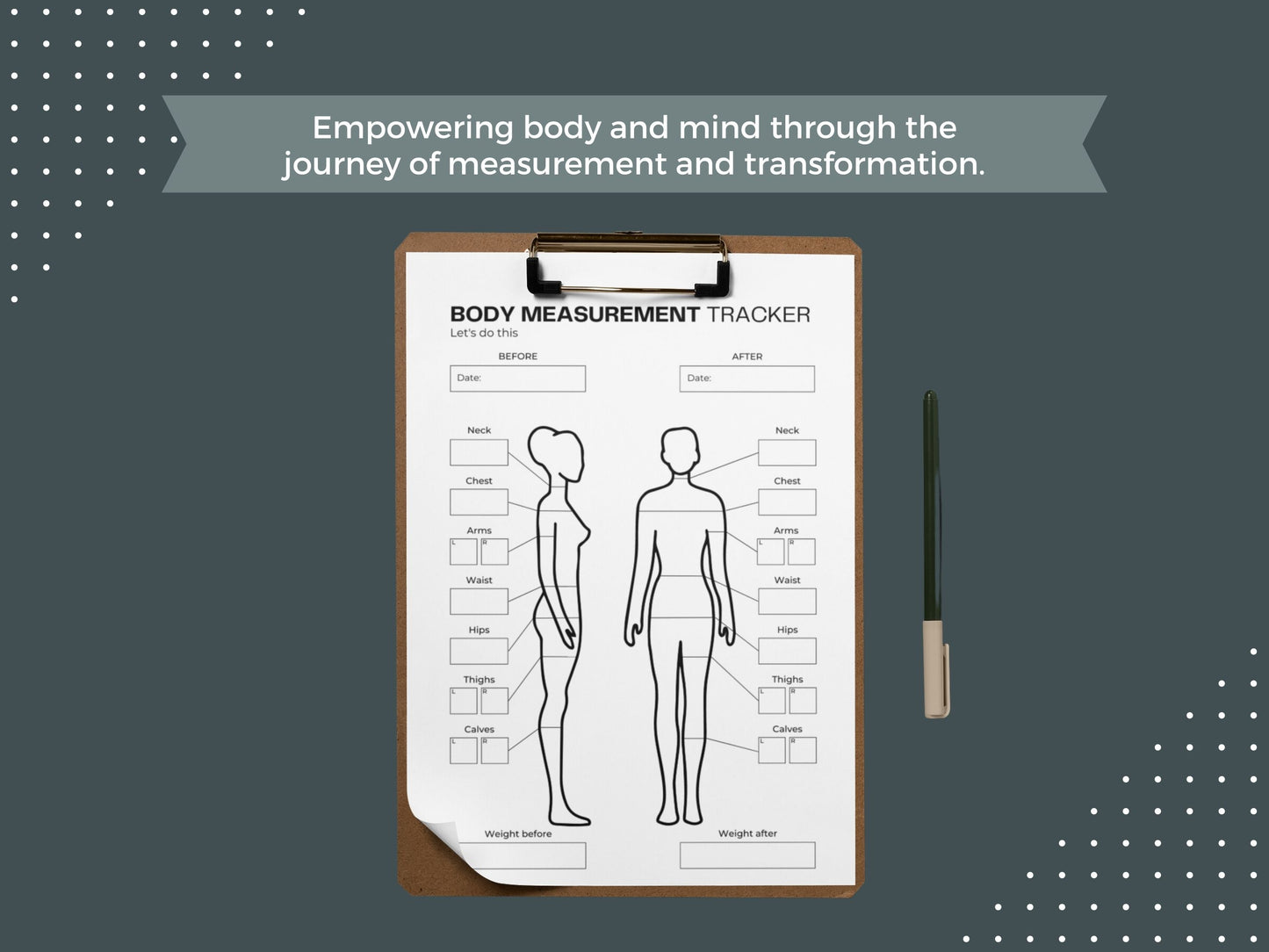 Body Measurement Tracker | Weight Loss Planner | Body Tracker