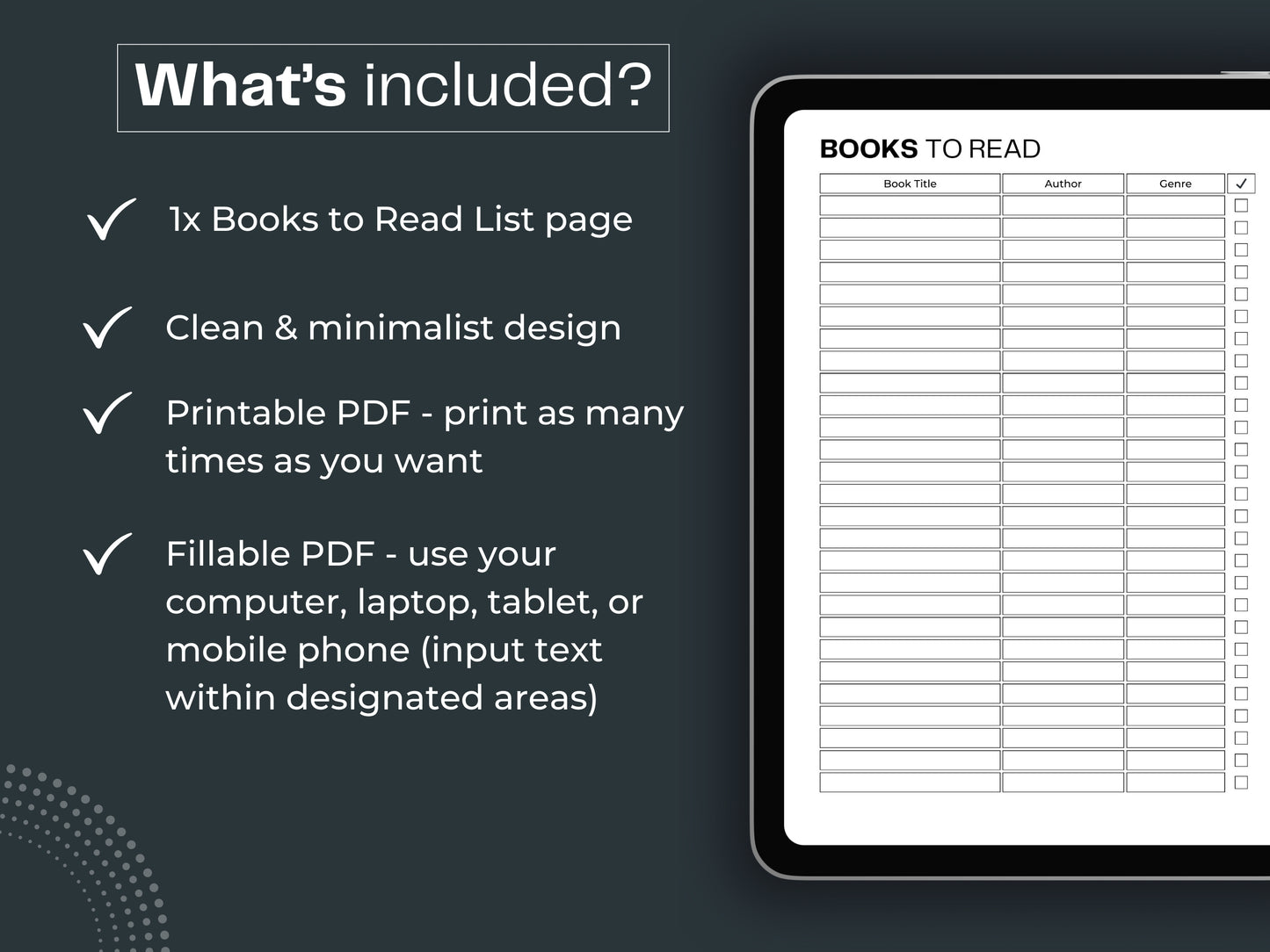 Books To Read List | Book Tracker | Book Journal | Reading Log