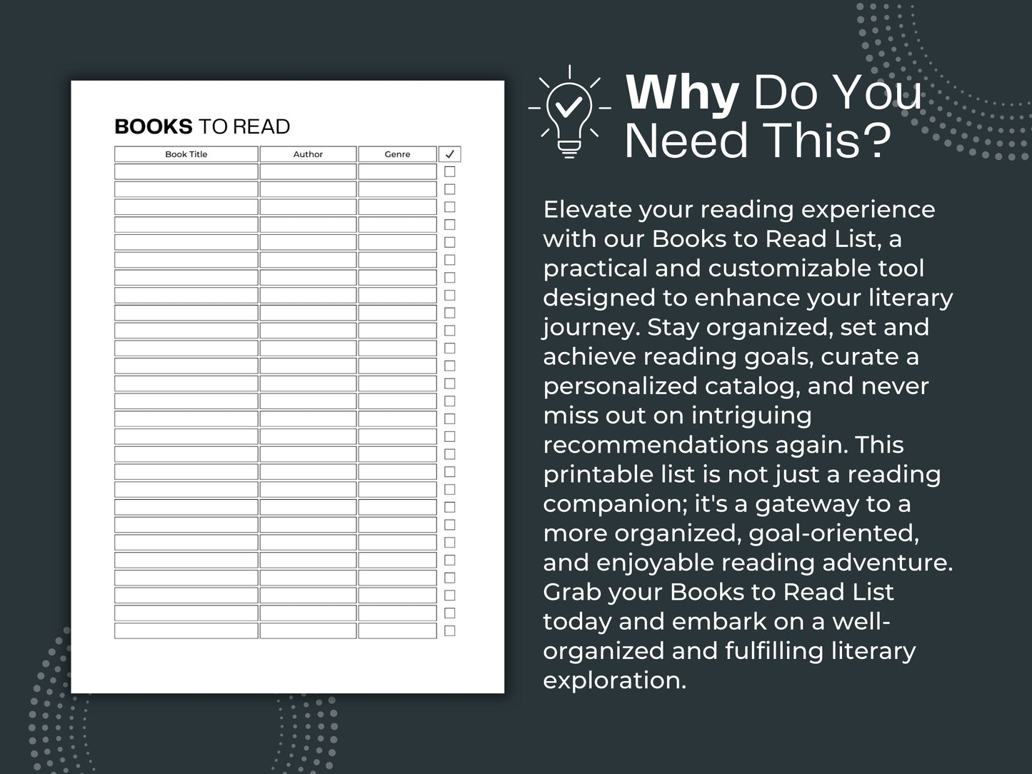 Books To Read List | Book Tracker | Book Journal | Reading Log