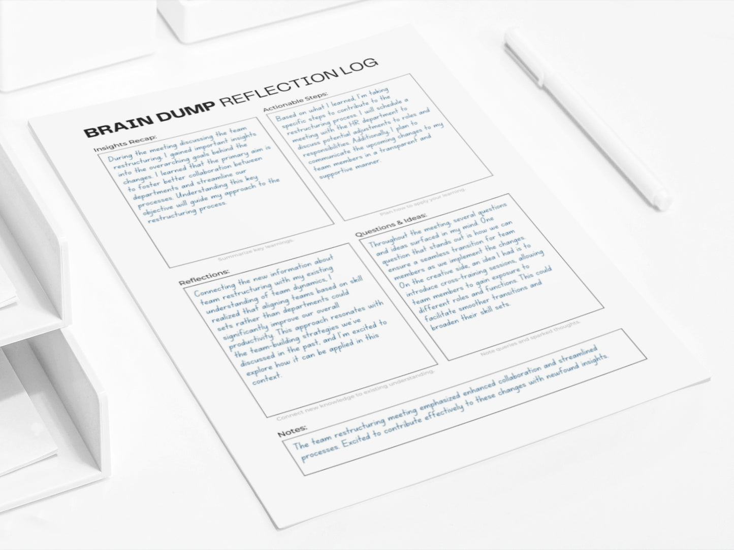 Brain Dump Reflection Log | Brain Dump Printable