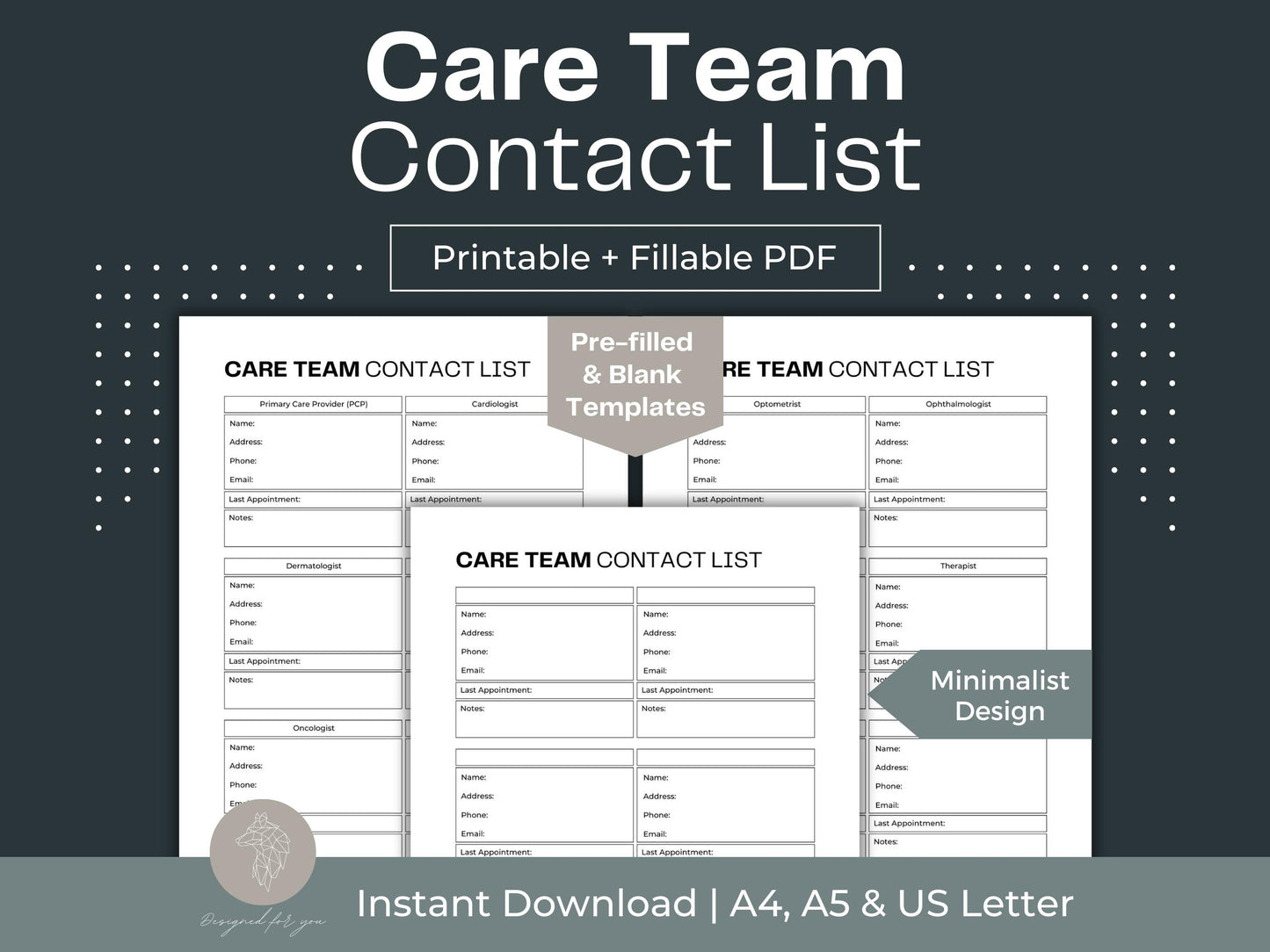 Care Team Contact List | Medical Information | Emergency Contact List