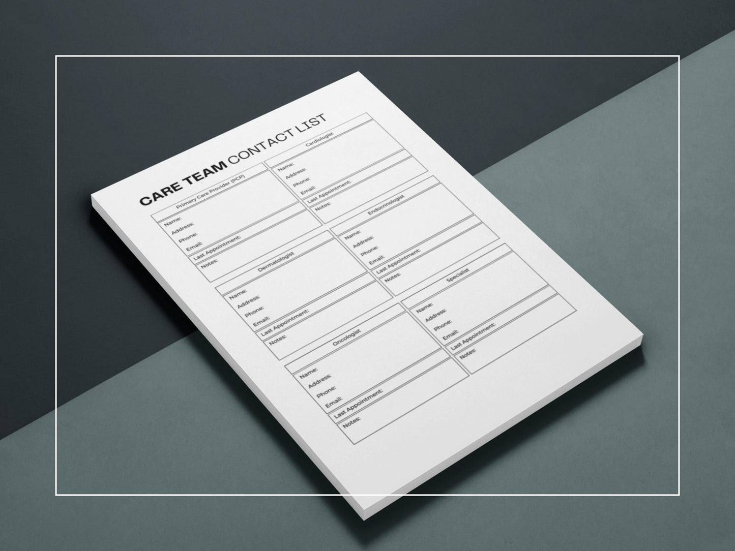 Care Team Contact List | Medical Information | Emergency Contact List