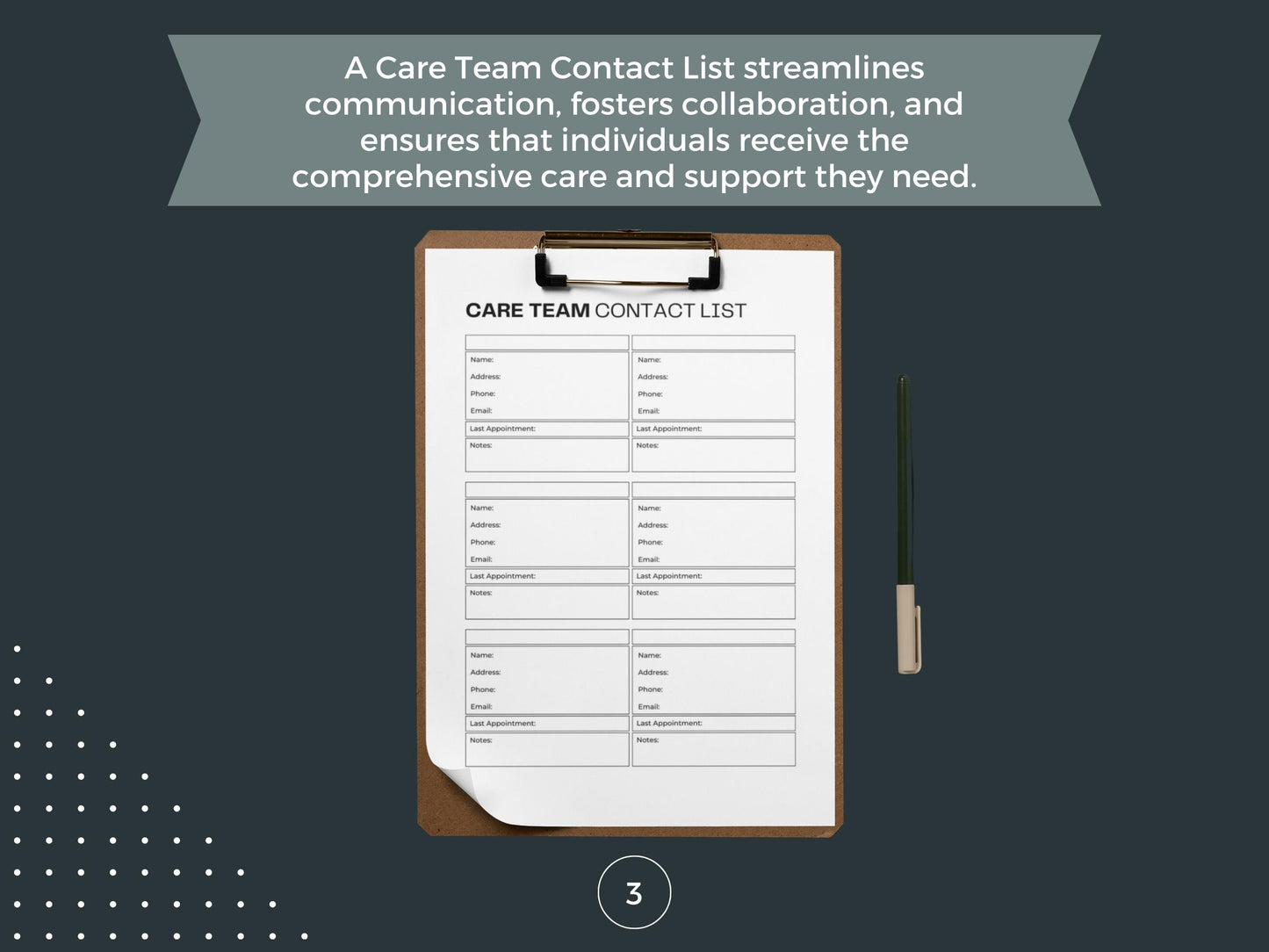 Care Team Contact List | Medical Information | Emergency Contact List