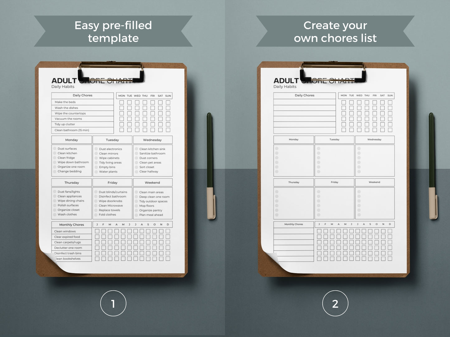 Chore Chart Bundle | Adult Chore Chart | Declutter Checklist