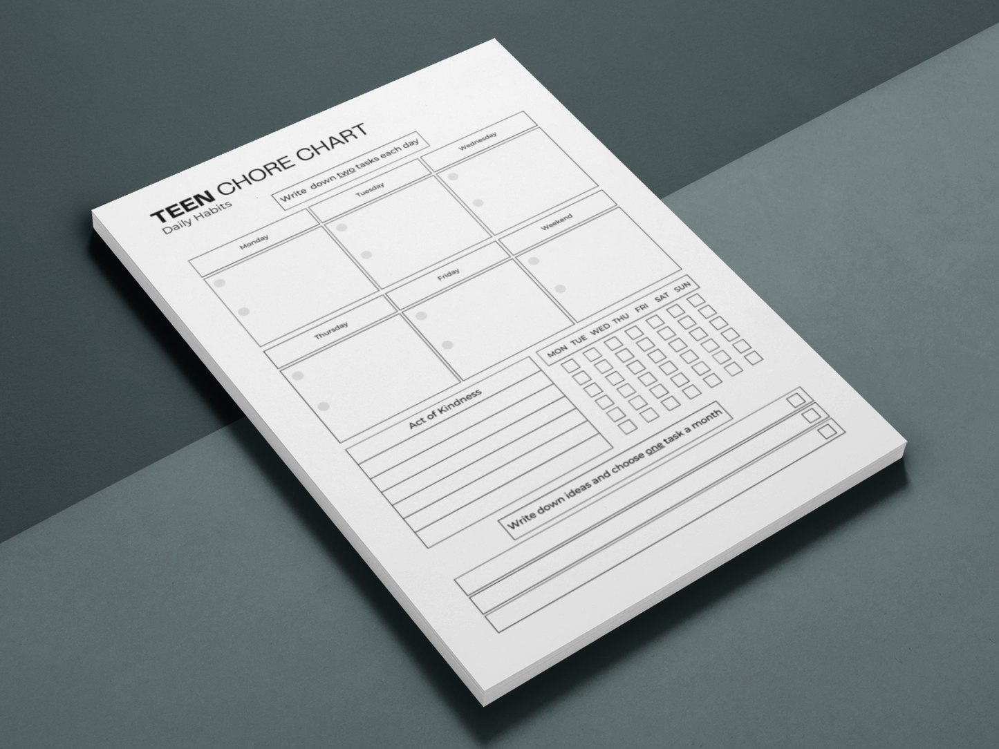 Chore Chart for Teens | Cleaning Planner | ADHD Cleaning Checklist
