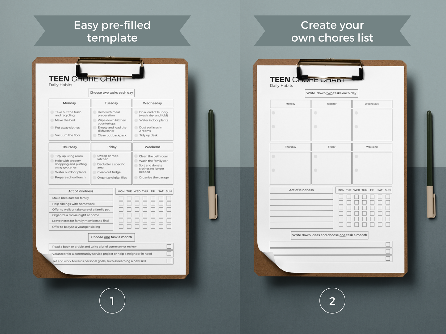Chore Chart for Teens | Cleaning Planner | ADHD Cleaning Checklist