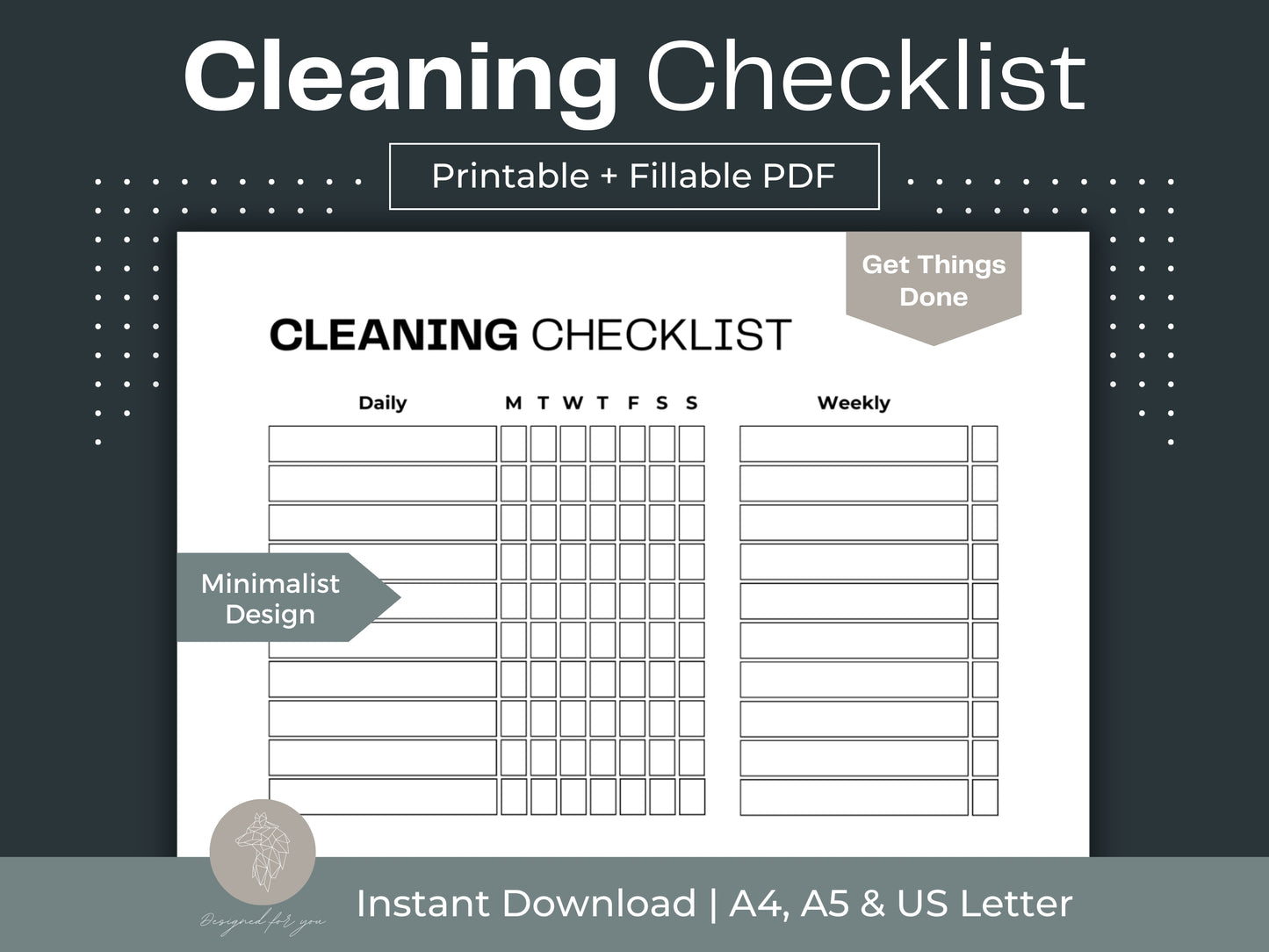 Cleaning Checklist | Adult Chore Chart | Printable Cleaning Planner