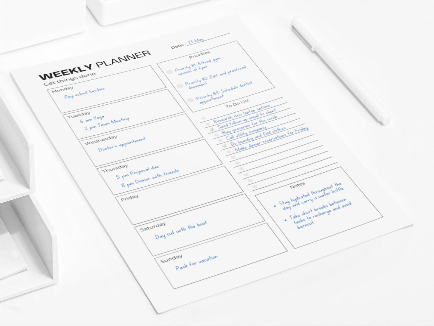 Printable Daily Planner, Weekly Planner, Monthly Planner