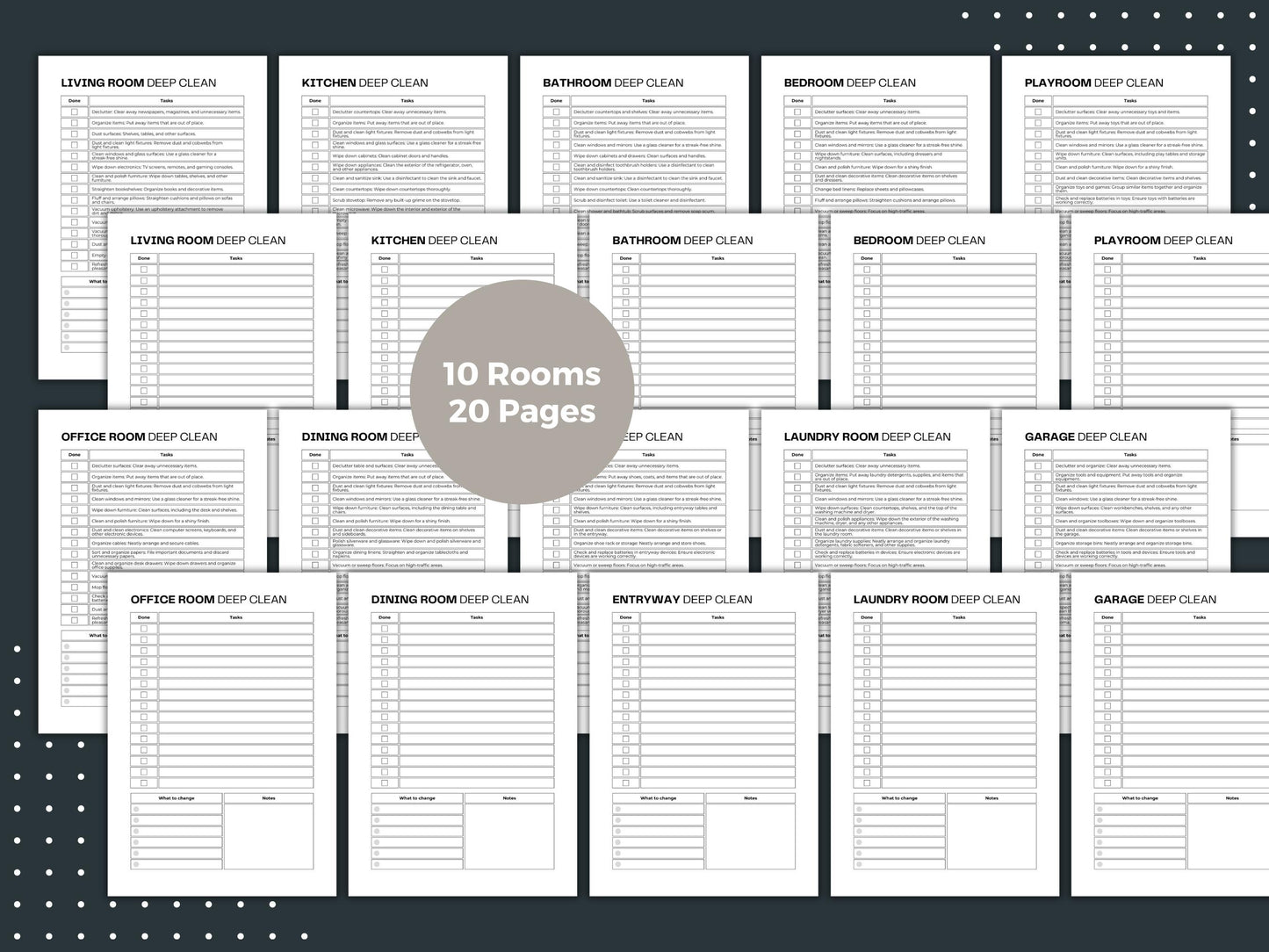 Deep Clean Checklists | Printable ADHD Cleaning Checklists