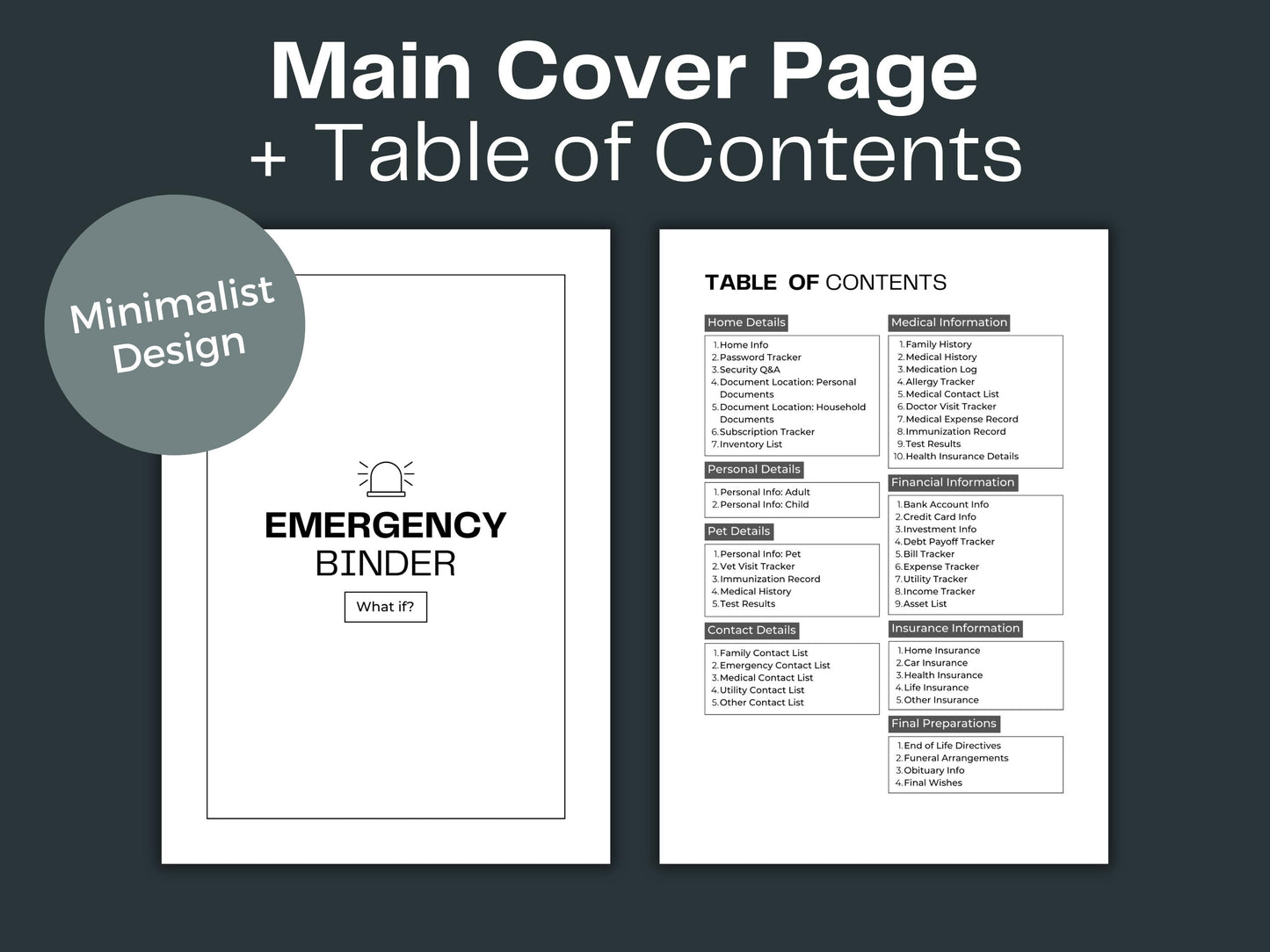 Emergency Binder Printable | Household Organization Binder
