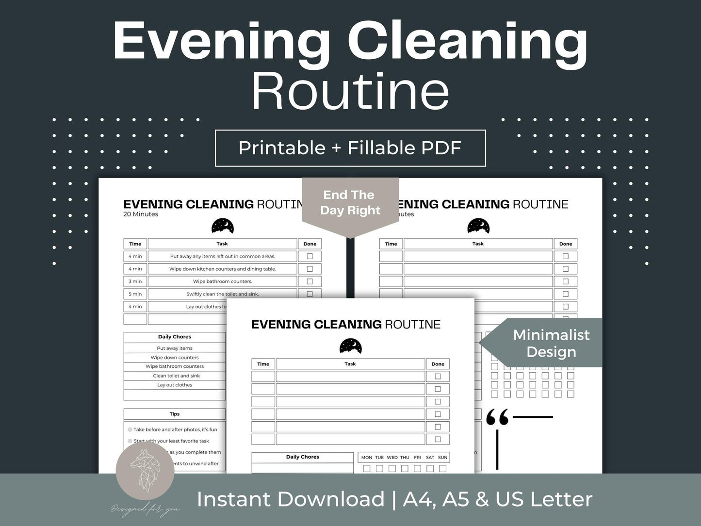 Evening Cleaning Routine | Cleaning Schedule Printable