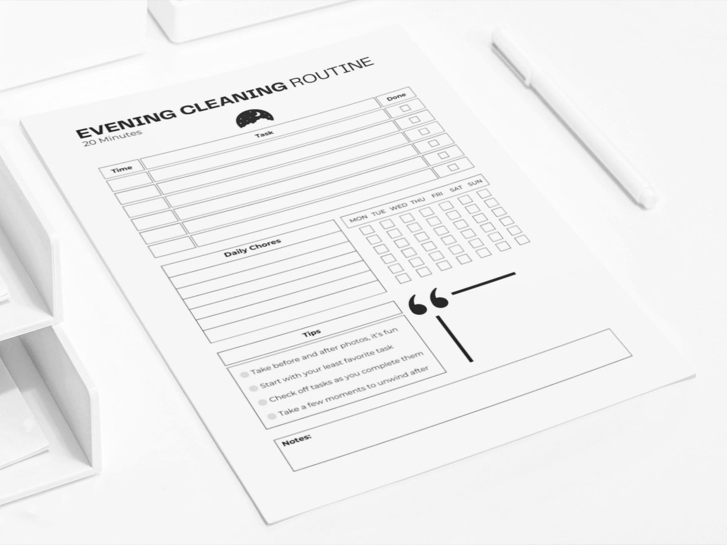 Evening Cleaning Routine | Cleaning Schedule Printable