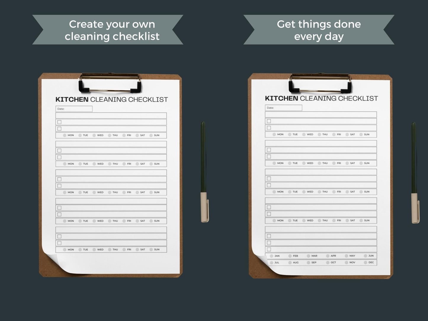 Kitchen Cleaning Checklist | Printable ADHD Cleaning Planner