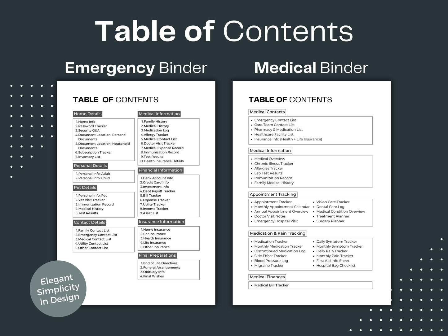 Life Binder Bundle | Emergency Binder | Printable Medical Binder