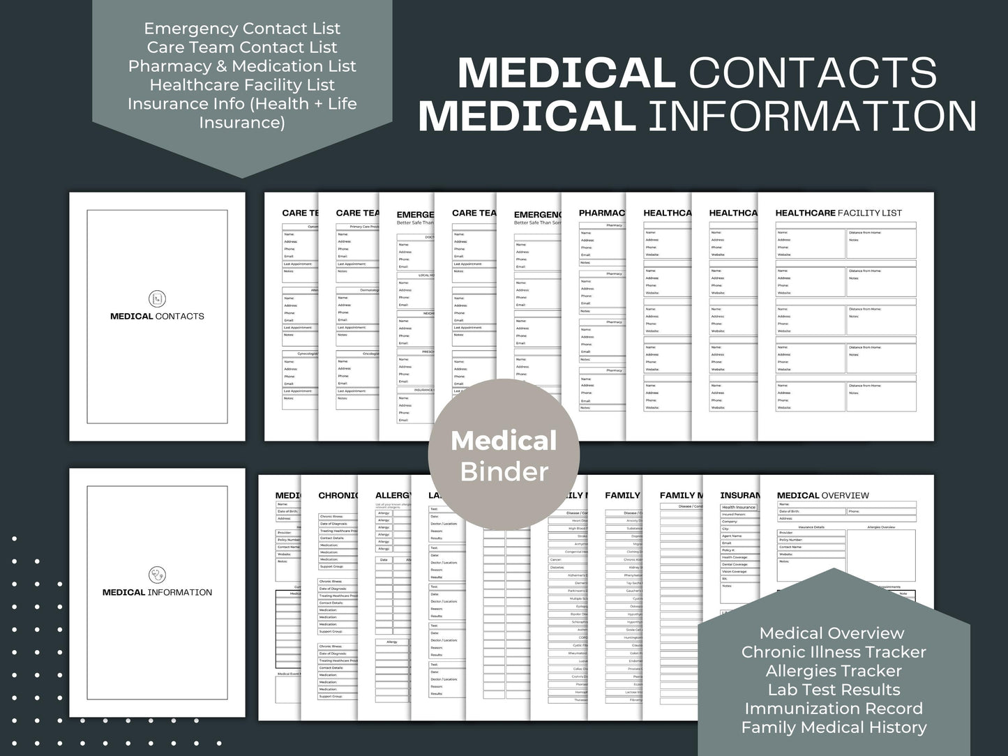 Life Binder Bundle | Emergency Binder | Printable Medical Binder