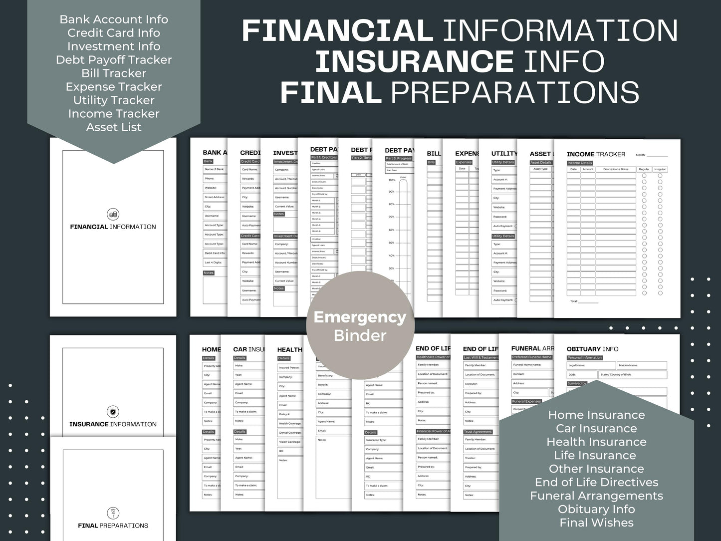 Life Binder Bundle | Emergency Binder | Printable Medical Binder