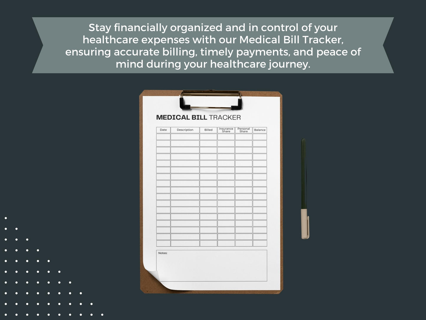 Medical Bill Tracker | Bill Payment Checklist | Expense Tracker