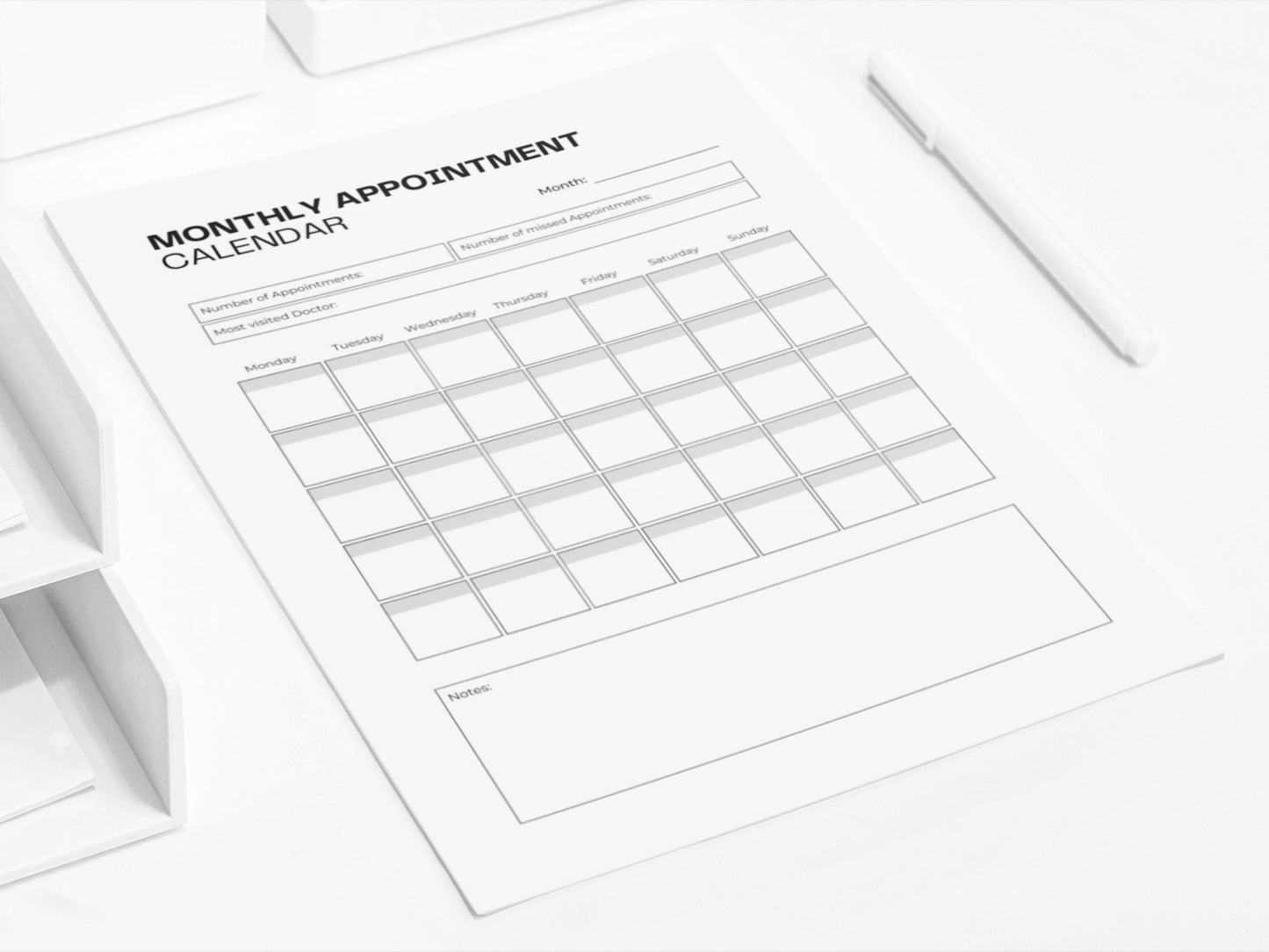 Monthly Appointment Calendar | Doctor Appointment Log