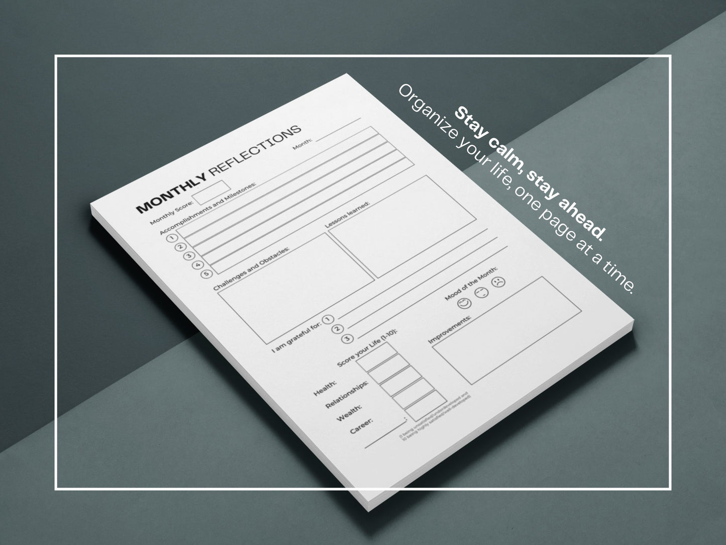 Monthly Reflections Planner | Reflection Journal | Goals Tracker