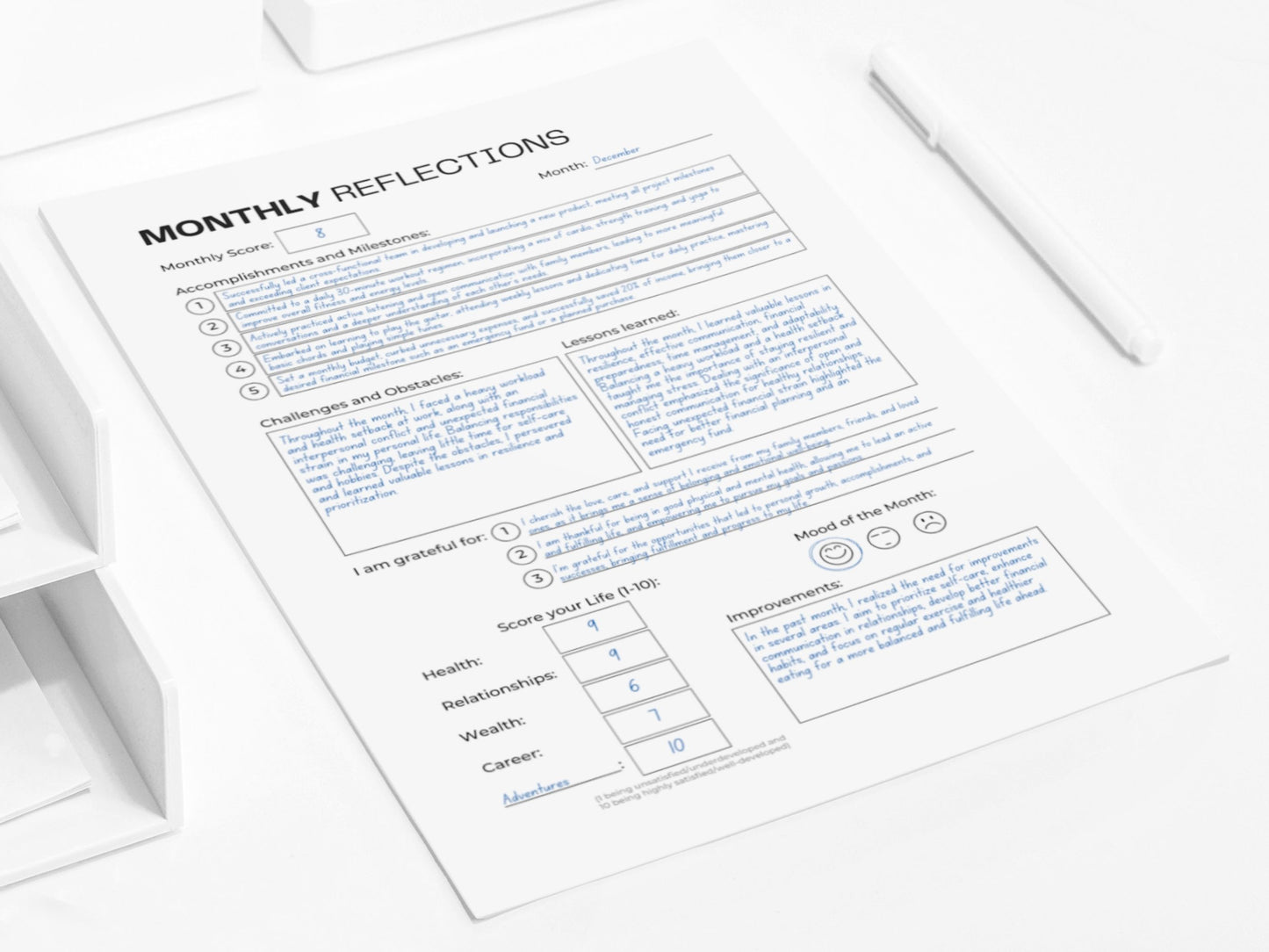 Monthly Reflections Planner | Reflection Journal | Goals Tracker