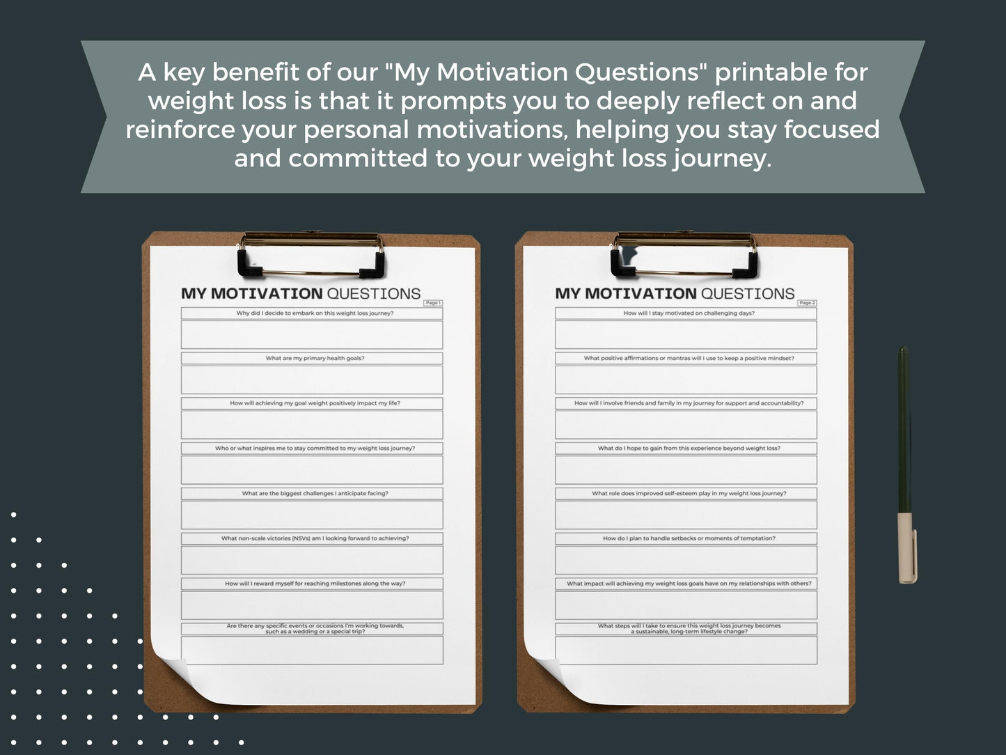 Weight Loss My Motivation Questions | Printable Weight Loss Motivation