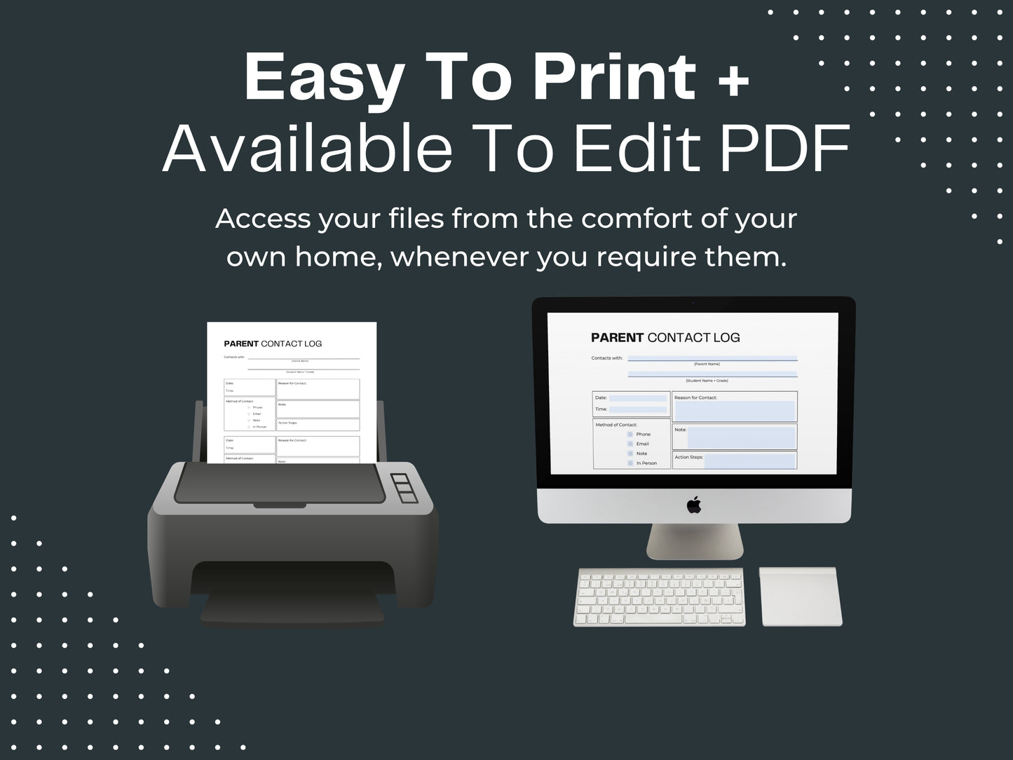 Parent Contact Log | Printable Communication Log | Contact Paper