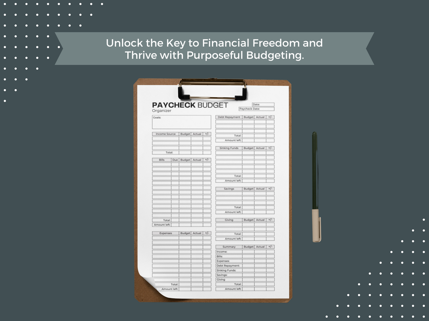 Paycheck Budget | Bill Tracker | Savings Challenge