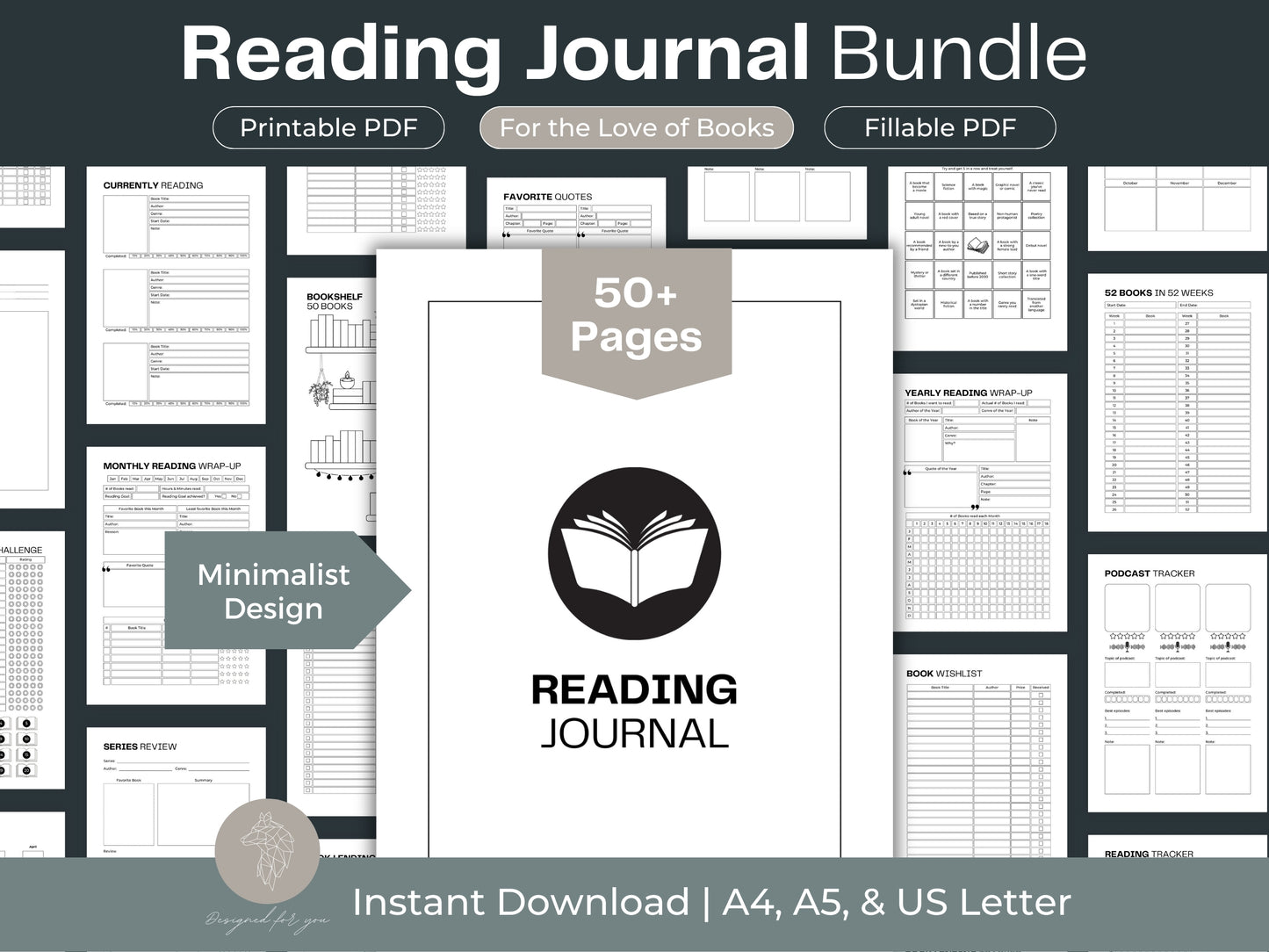 Reading Journal Bundle | Reading Tracker | Book Reading Planner
