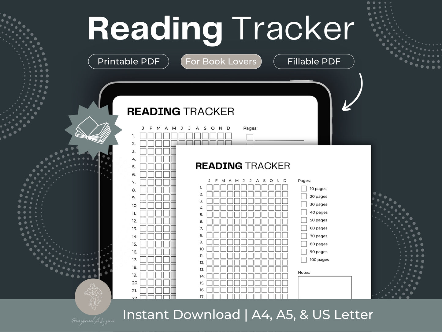 Reading Tracker Printable | Reading Planner Insert | Reading Planner