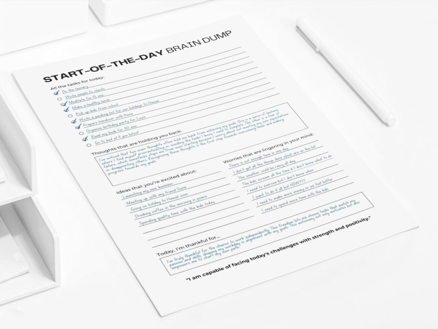 Start-of-the-Day Brain Dump Planner | ADHD Morning Brain Dump
