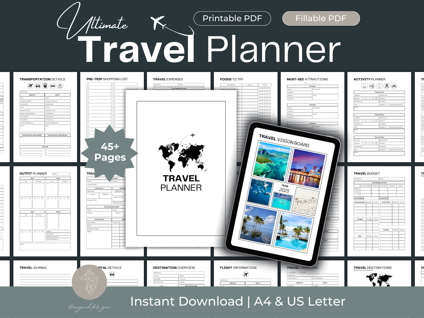 Printable Travel Planner | Travel Itinerary | Plan your next trip