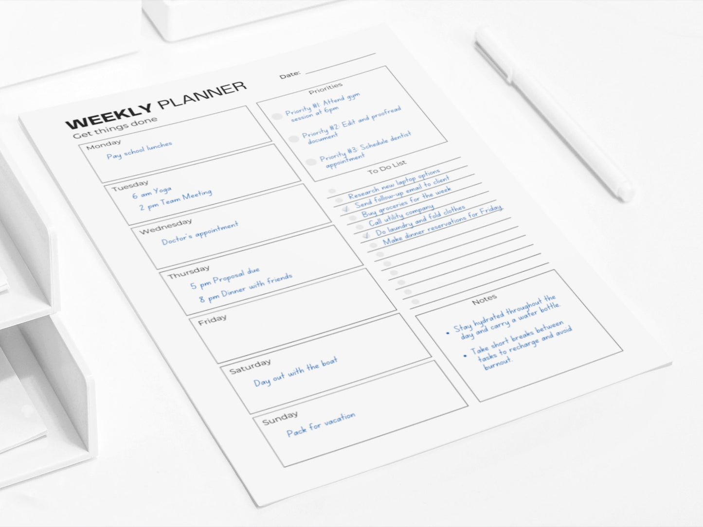 Weekly Planner | Week at a glance Printable | To Do List