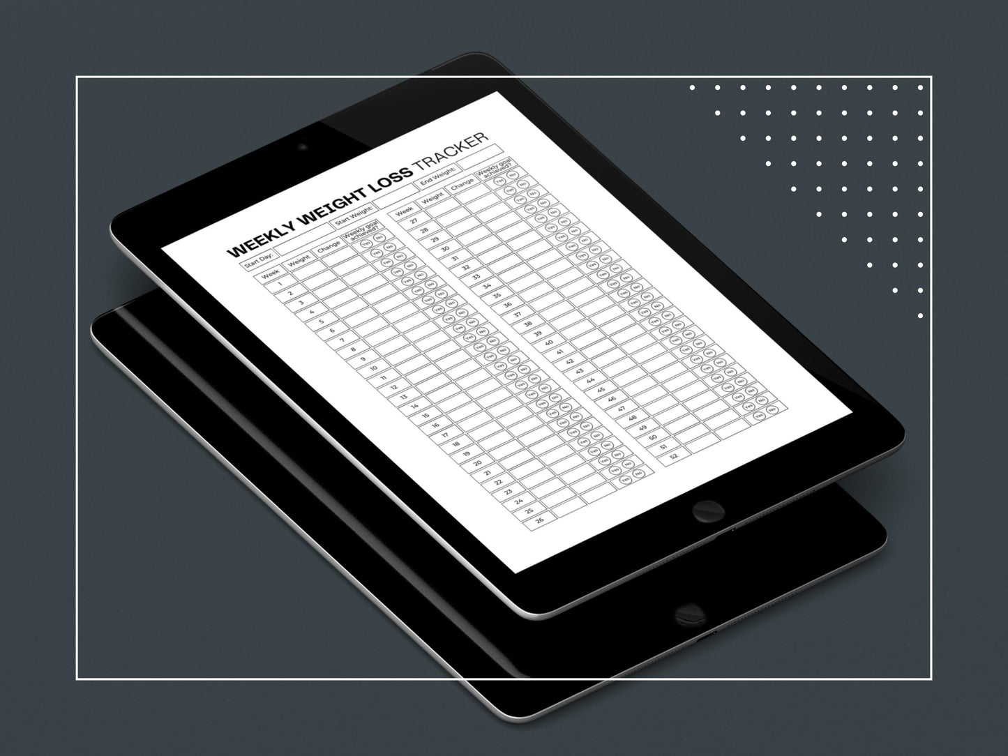Weekly Weight Loss Tracker | Weight Loss Journal | Fitness Planner