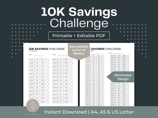 10K Savings Challenge | 52 Week Savings Challenge | Money Tracker