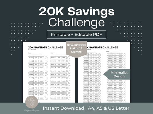 20K Savings Challenge | 26 Week Savings Challenge | Money Tracker