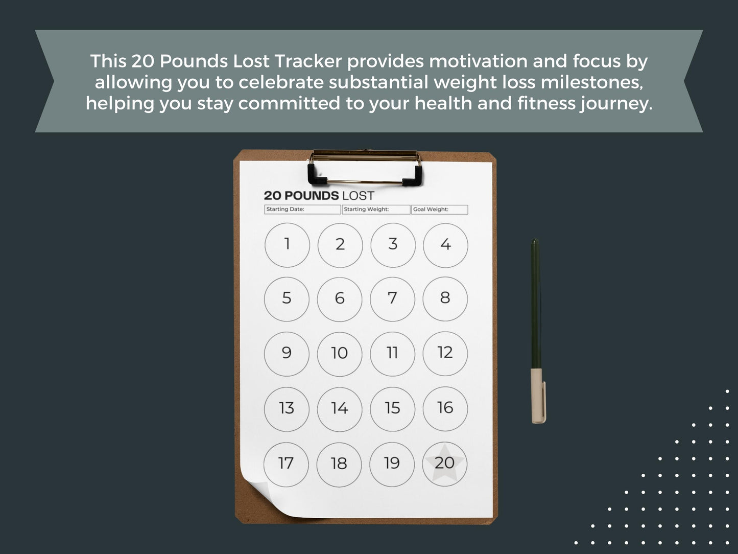 20 Pounds Lost Tracker | Weight Loss Journal | Weight Loss Planner