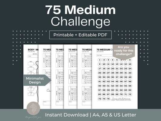75 Medium Challenge Tracker | Weight Loss Challenge
