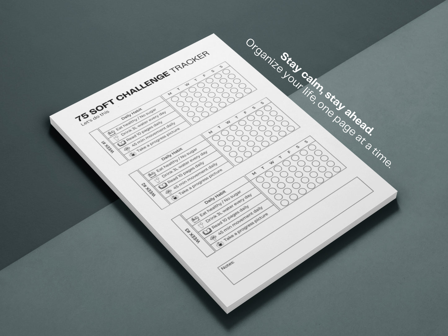 75 Soft Challenge Tracker | Fitness Habit Tracker | Weight Loss