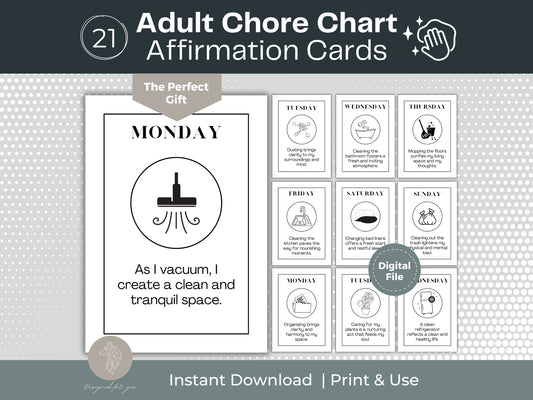 Adult Chore Chart Affirmation Cards | Positive Affirmations