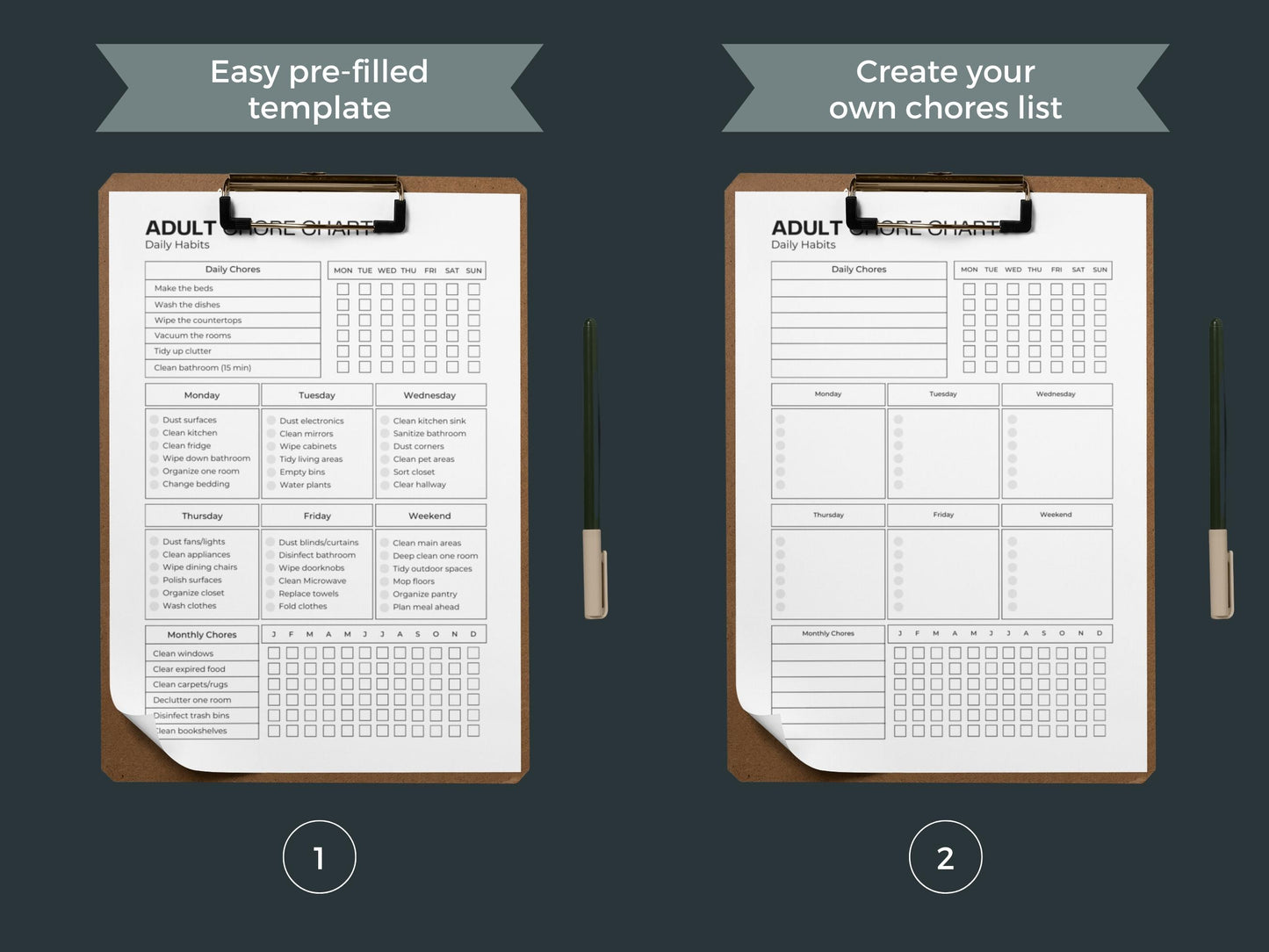 Adult Chore Chart | Cleaning Schedule | ADHD Cleaning Planner