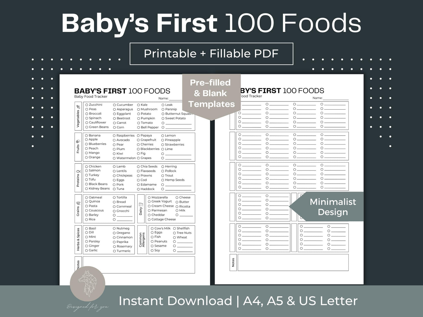 Baby's First 100 Foods | Baby Food Tracker | Baby Led Weaning