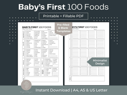 Baby's First 100 Foods | Baby Food Tracker | Baby Led Weaning