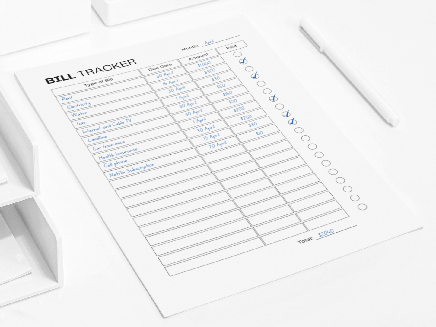 Bill Tracker | Bill Payment Tracker | Finance Tracker
