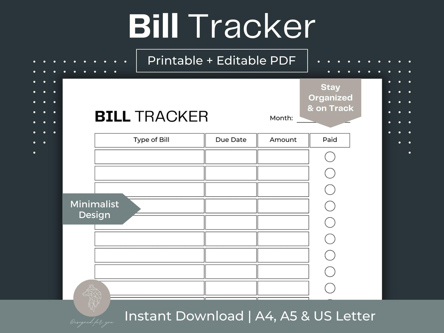 Bill Tracker | Bill Payment Tracker | Finance Tracker